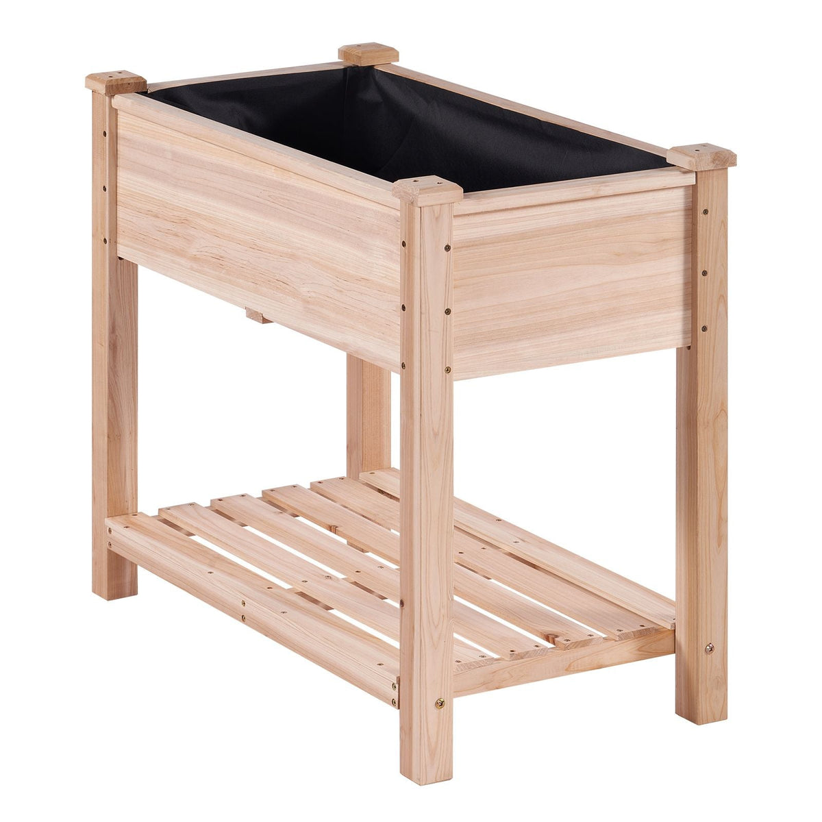 Raised Garden Bed, 34 x 18 x 30 in Wooden Planter Box, Elevated Outdoor Planting Boxes with Legs, for Growing Flowers/Vegetables/Herbs in Backyard/Garden/Patio/Balcony, Burlywood