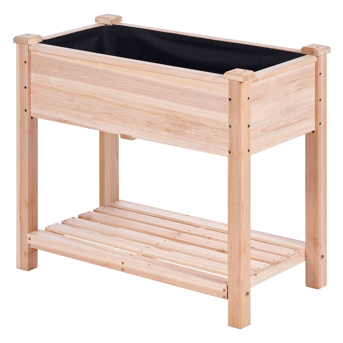 Raised Garden Bed, 34 x 18 x 30 in Wooden Planter Box, Elevated Outdoor Planting Boxes with Legs, for Growing Flowers/Vegetables/Herbs in Backyard/Garden/Patio/Balcony, Burlywood