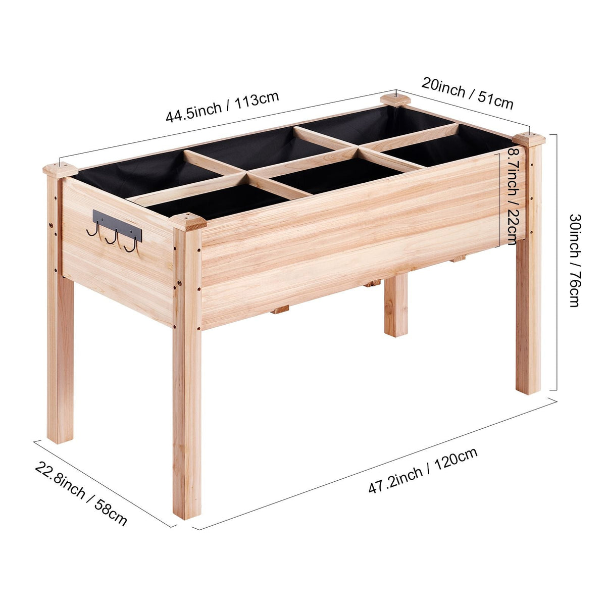 Raised Garden Bed, 3.9 x 1.9 x 2.5 ft Wooden Planter Box, Elevated Outdoor Planting Boxes with Legs, for Growing Flowers/Vegetables/Herbs in Backyard/Garden/Patio/Balcony, Burlywood
