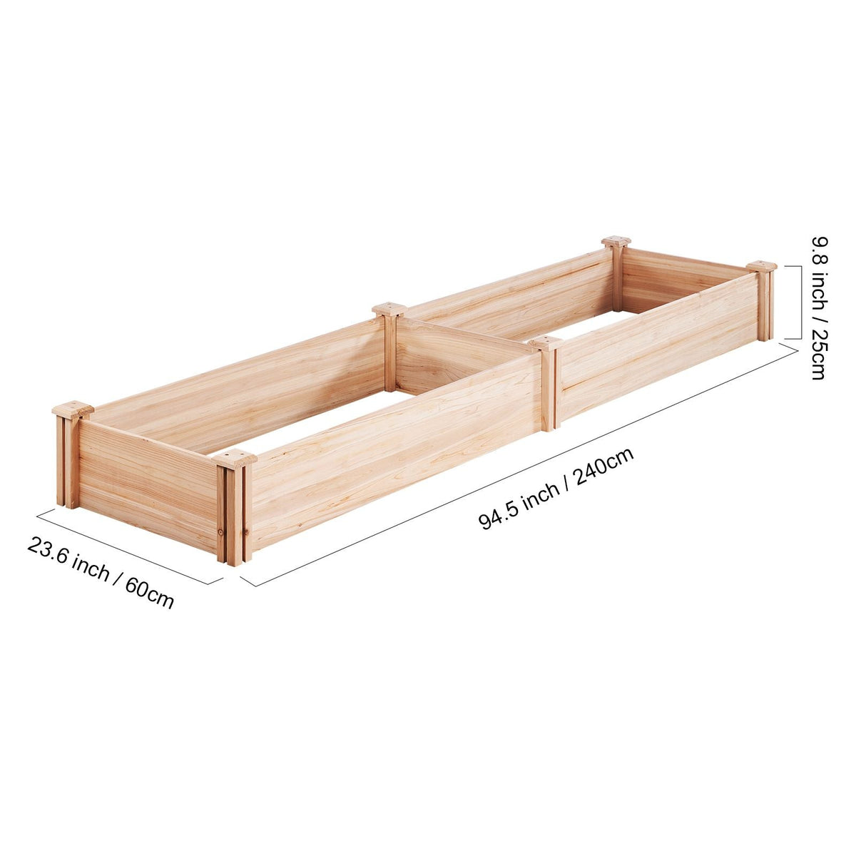 Raised Garden Bed, 7.9 x 2 x 0.8 ft Wooden Planter Box, Outdoor Planting Boxes with Open Base, for Growing Flowers/Vegetables/Herbs in Backyard/Garden/Patio/Balcony, Burlywood