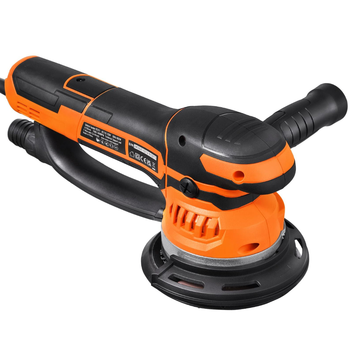 Random Orbital Sander, 6-Inch DA & GA Dual Action Orbital Sander, 850W 7400PRM 6 Variable Speed Electric Palm Sander with 10PCS Sandpapers, Dust Connector for Woodworking Detailing Sanding