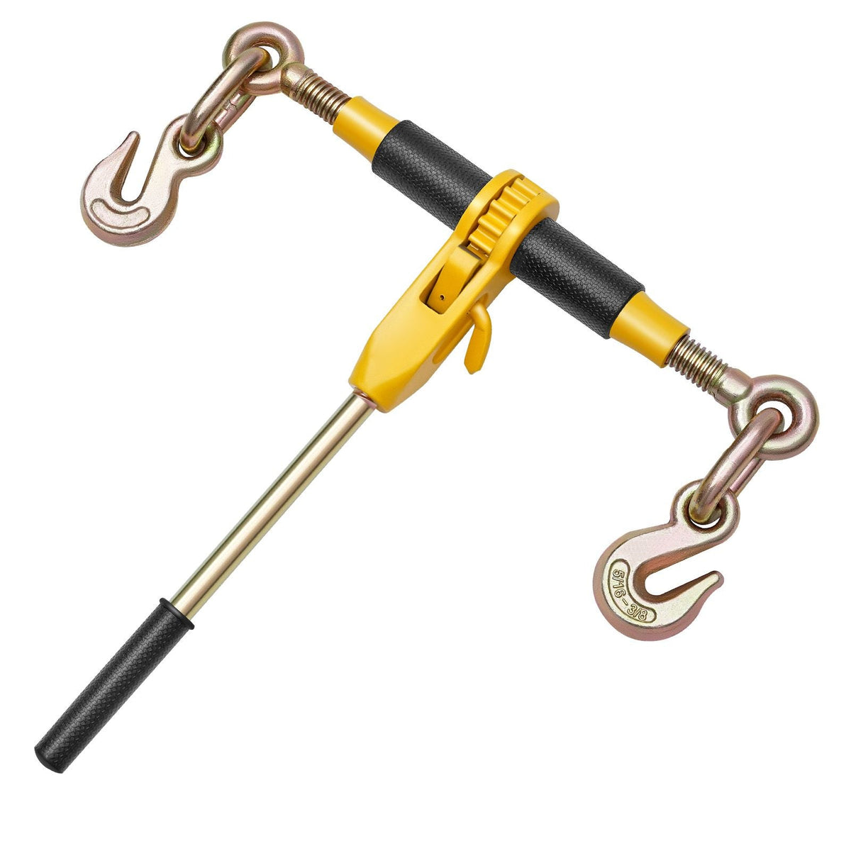 Ratchet Chain Binder, 5/16 in x 12.8 ft G80 Chains, 8000 lbs Working Load of Ratchet Load Binder, Chains and Binders Set, Tie Down Hauling Chain Binders for Hauling, Towing, Logging (2 Sets)