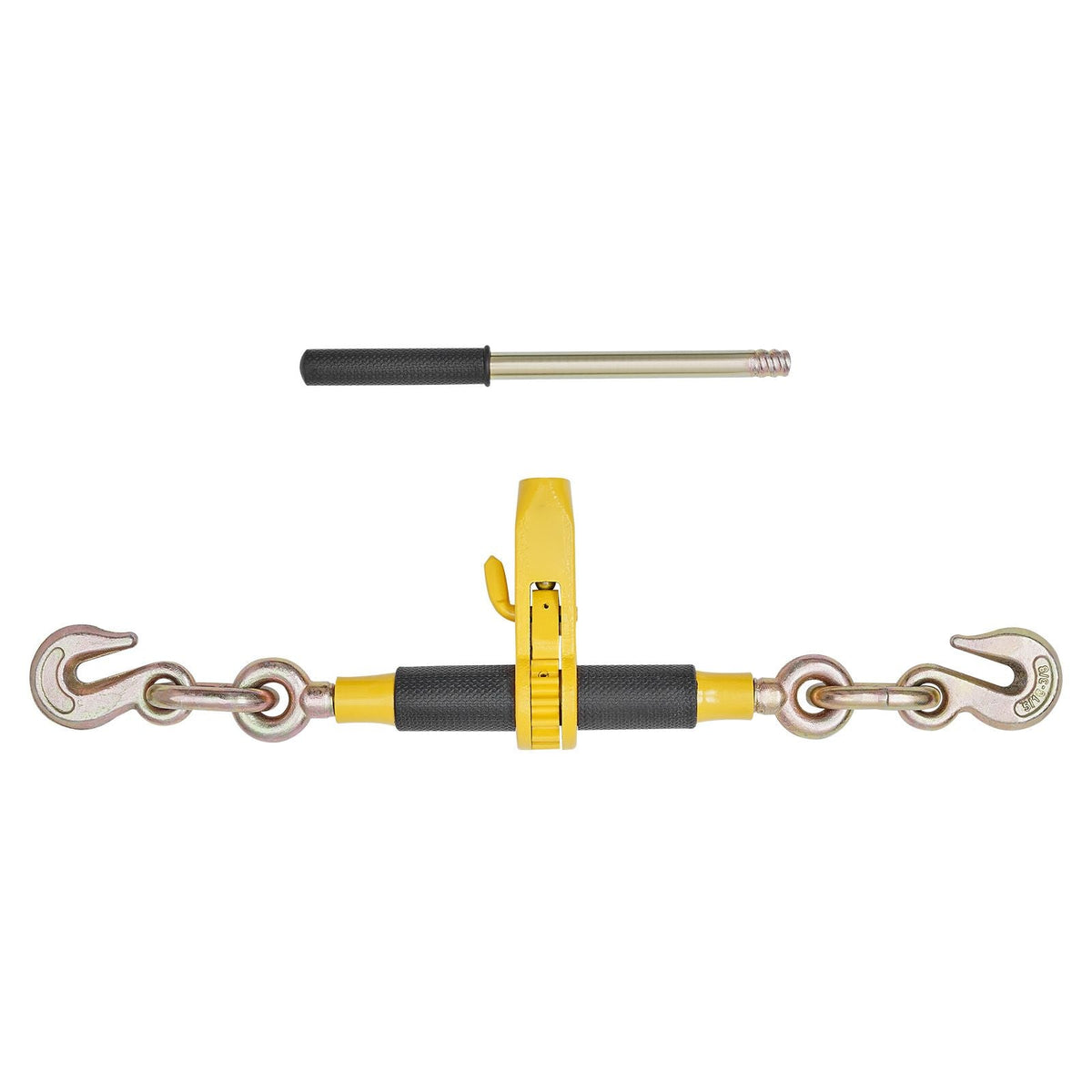 Ratchet Chain Binder, 5/16 in x 12.8 ft G80 Chains, 8000 lbs Working Load of Ratchet Load Binder, Chains and Binders Set, Tie Down Hauling Chain Binders for Hauling, Towing, Logging (2 Sets)