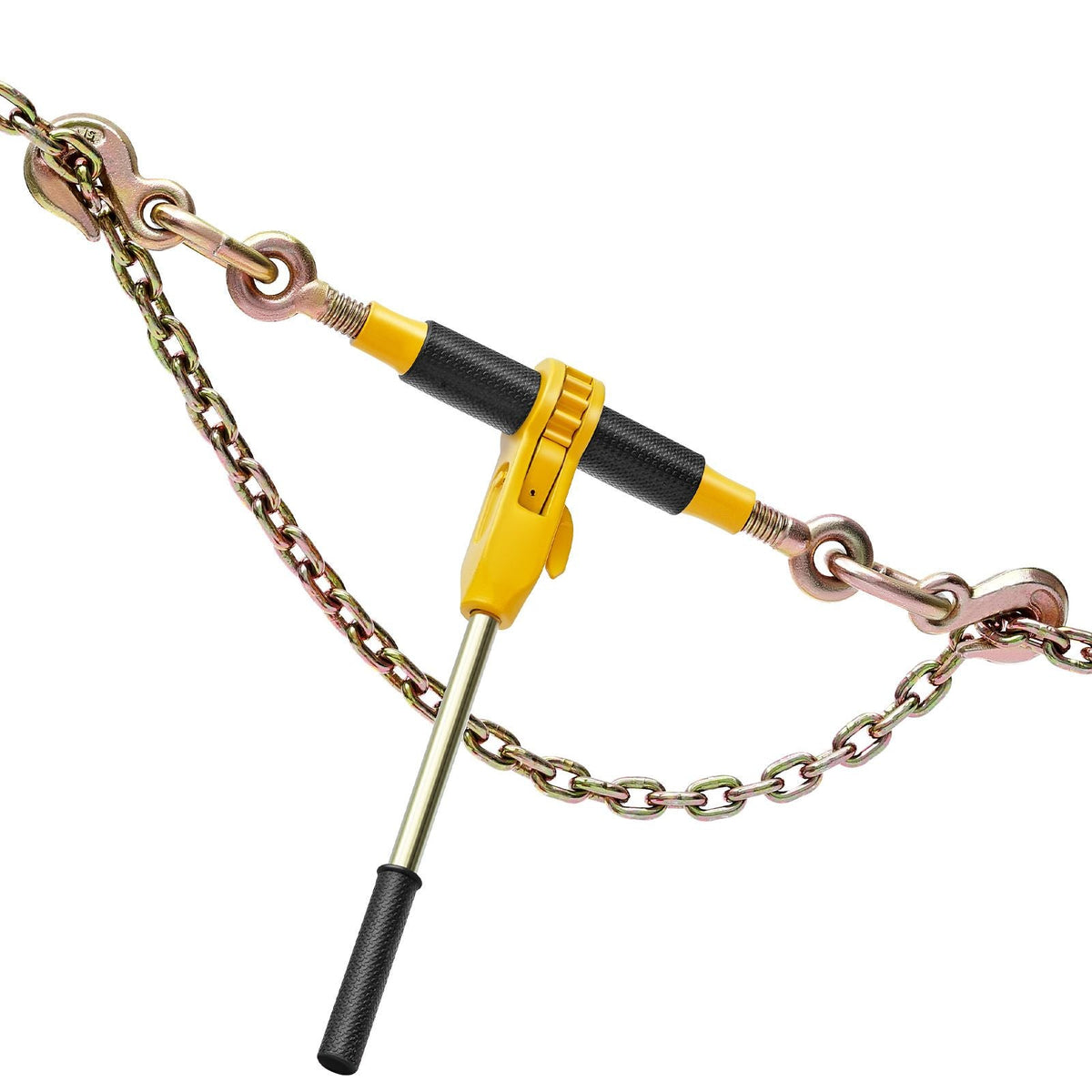 Ratchet Chain Binder, 5/16 in x 12.8 ft G80 Chains, 8000 lbs Working Load of Ratchet Load Binder, Chains and Binders Set, Tie Down Hauling Chain Binders for Hauling, Towing, Logging (2 Sets)