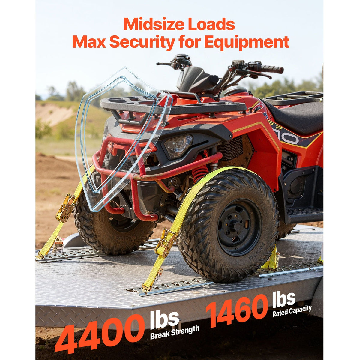 Ratchet Straps, 2 in x 15 ft, 30 Pack E-Track Tie Down Straps, 4400 lbs Break Strength & 1460 lbs Rated Load, Tie Down Ratcheting for Moving, Trailers, Motorcycles, Kayaks, Car Roof, Yellow