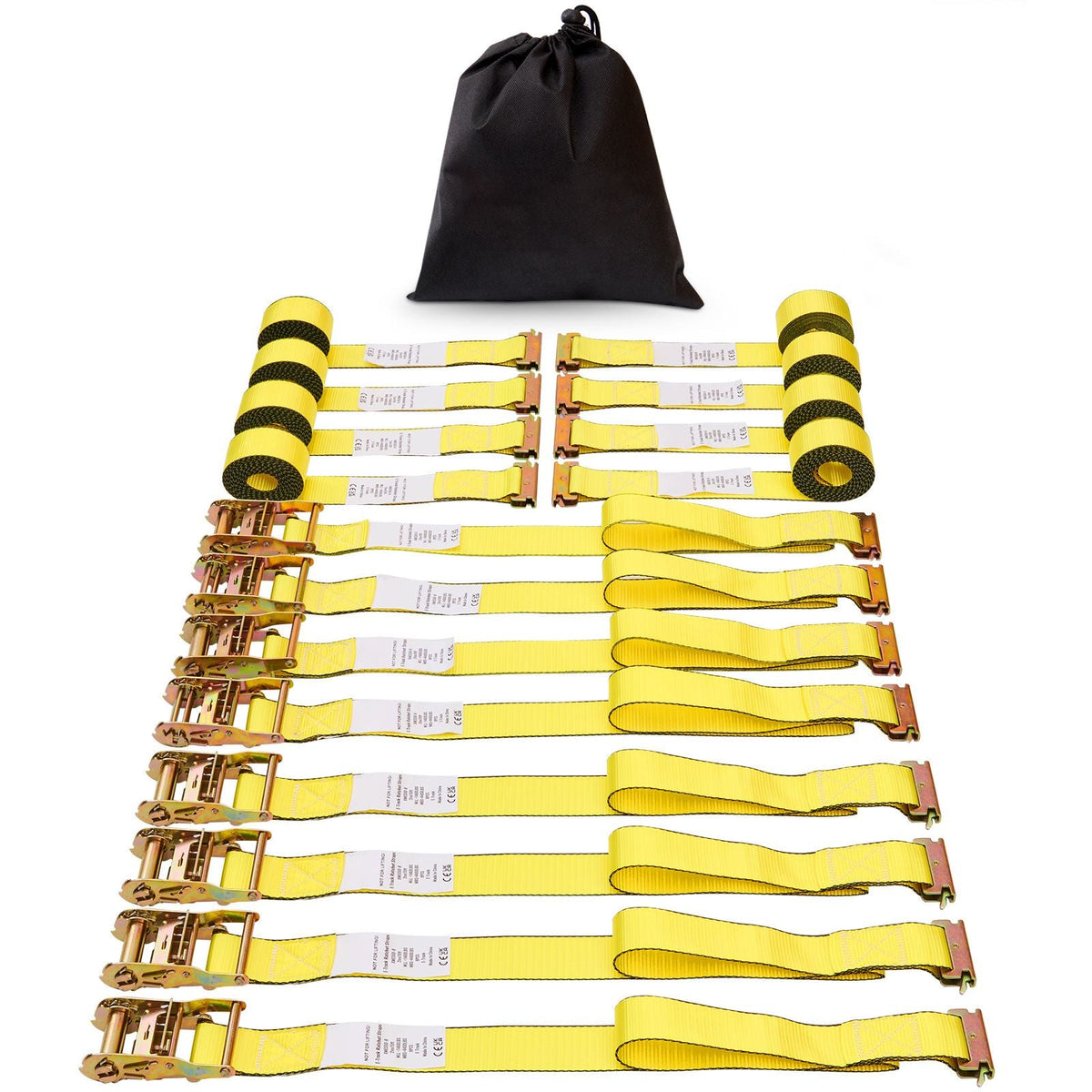 Ratchet Tie Down Straps (8PK), 4400 lb Break Strength, E-Track Endless Ratchet with 8 Premium 2" x 15' Rachet Tie Downs Heavy Duty, for Moving Securing Cargo, Appliances, Lawn Equipment