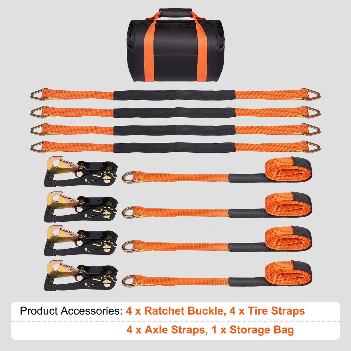 Ratchet Tie Down Straps Kit, 2" x 120" Tire Straps, 5512 LBS Working Load, 11023 LBS Breaking Strength, Car Tie Down Straps with Snap Hooks for Passenger Car, Truck, Trailer, 4-Pack