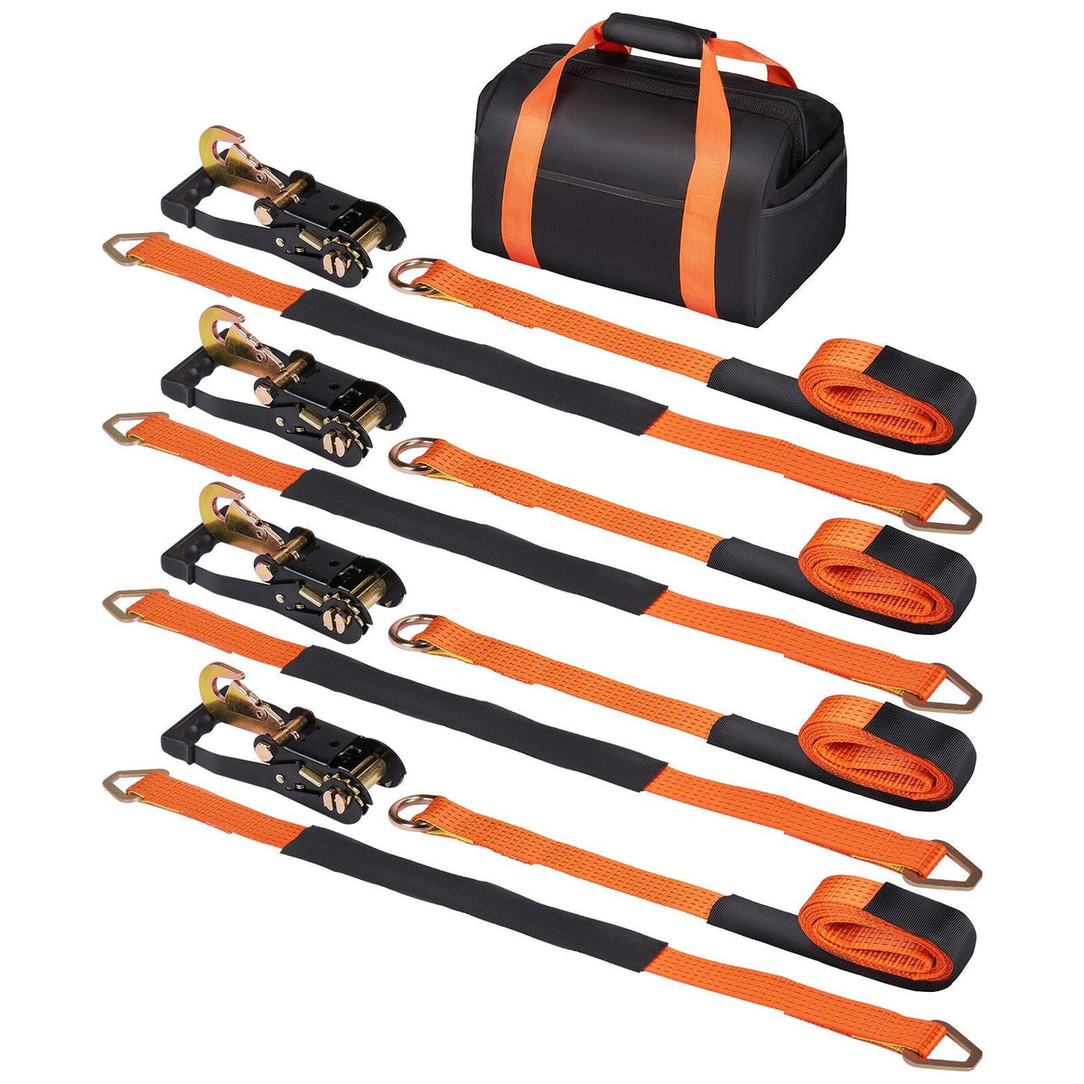 Ratchet Tie Down Straps Kit, 2" x 120" Tire Straps, 5512 LBS Working Load, 11023 LBS Breaking Strength, Car Tie Down Straps with Snap Hooks for Passenger Car, Truck, Trailer, 4-Pack