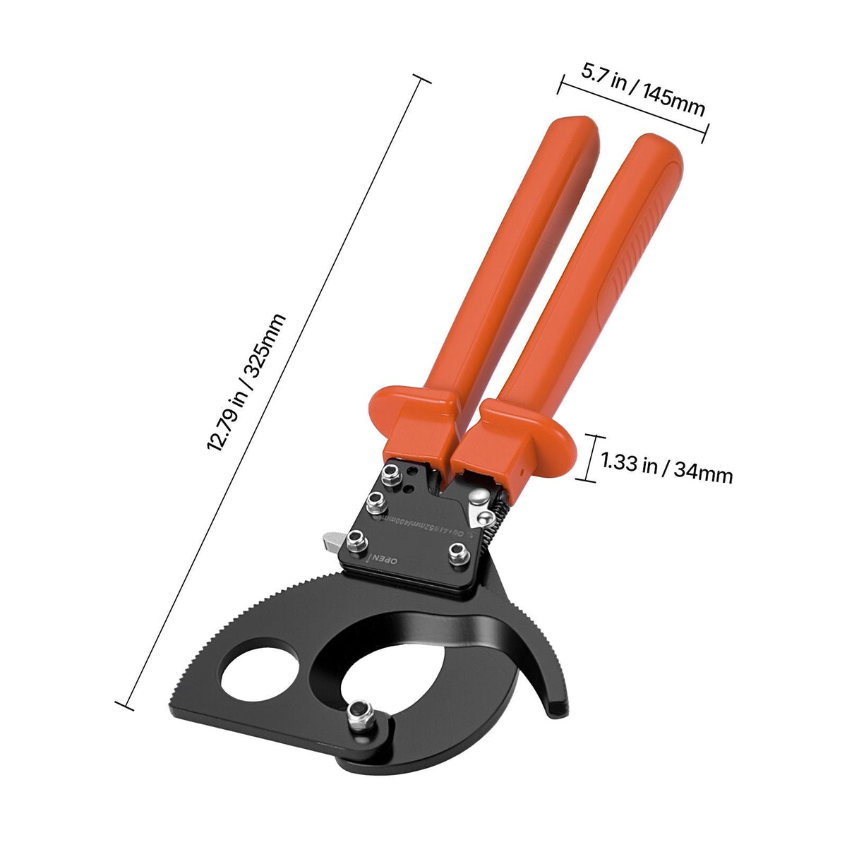 Ratcheting Cable Cutter, Spring Steel Blades with PVC-Coated Handles, Quick-Release Button, Heavy Duty Ratchet Cable Wire Cutter for Cutting Copper & Aluminum Cables Up to 800 MCM / 400 mm²