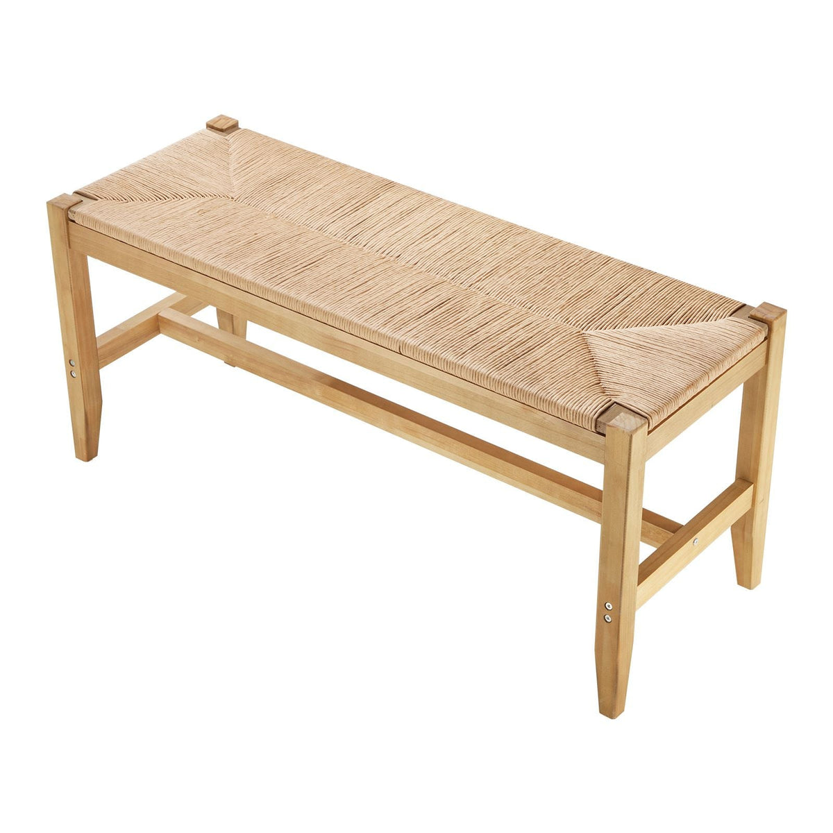 Rattan Bench, 40" Wooden Rattan Bench, Entrywway Bench with Oak Wood Legs, Bedroom End of Bed Boho Bench with Hand Woven Rattan, for Living Room, Kitchen