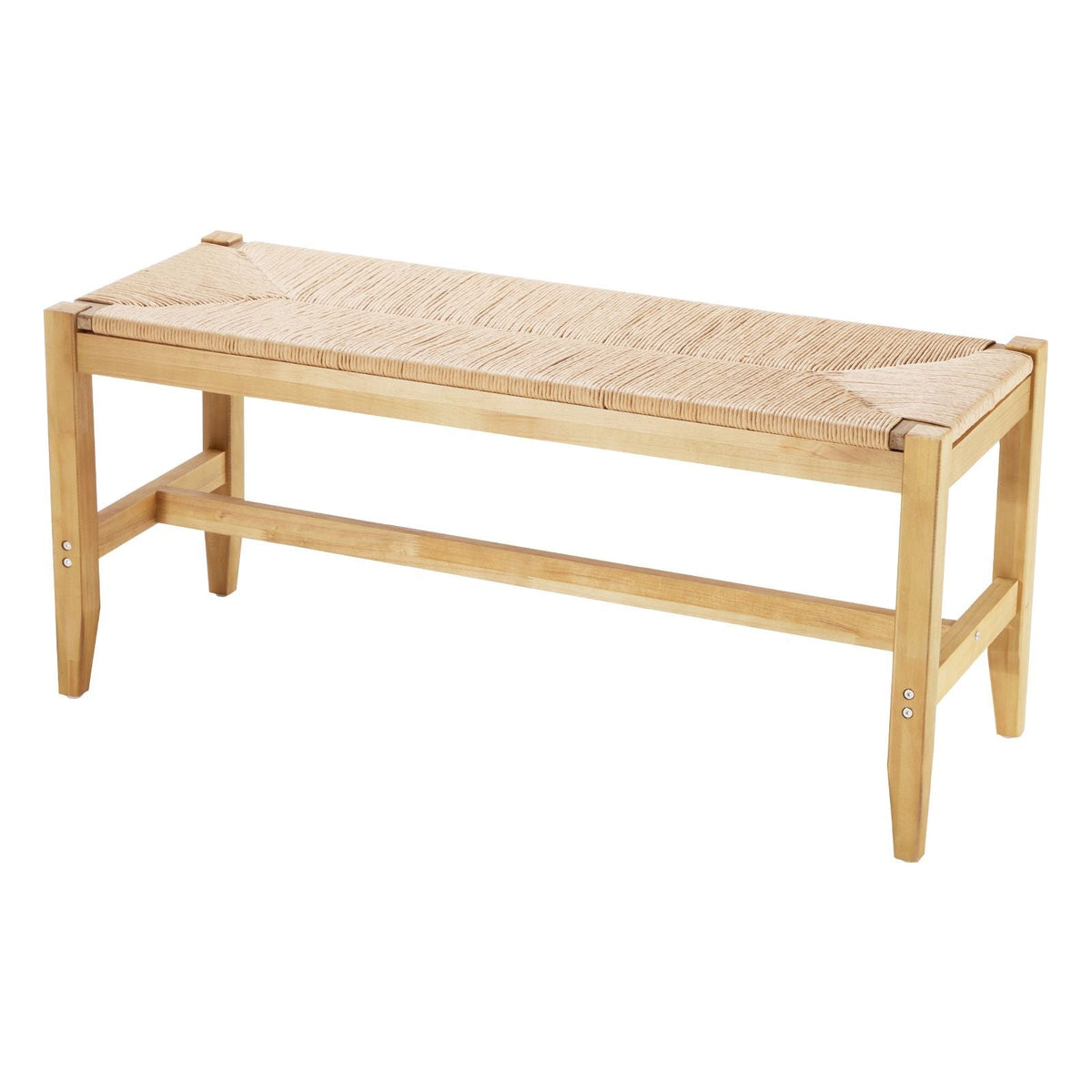 Rattan Bench, 40" Wooden Rattan Bench, Entrywway Bench with Oak Wood Legs, Bedroom End of Bed Boho Bench with Hand Woven Rattan, for Living Room, Kitchen
