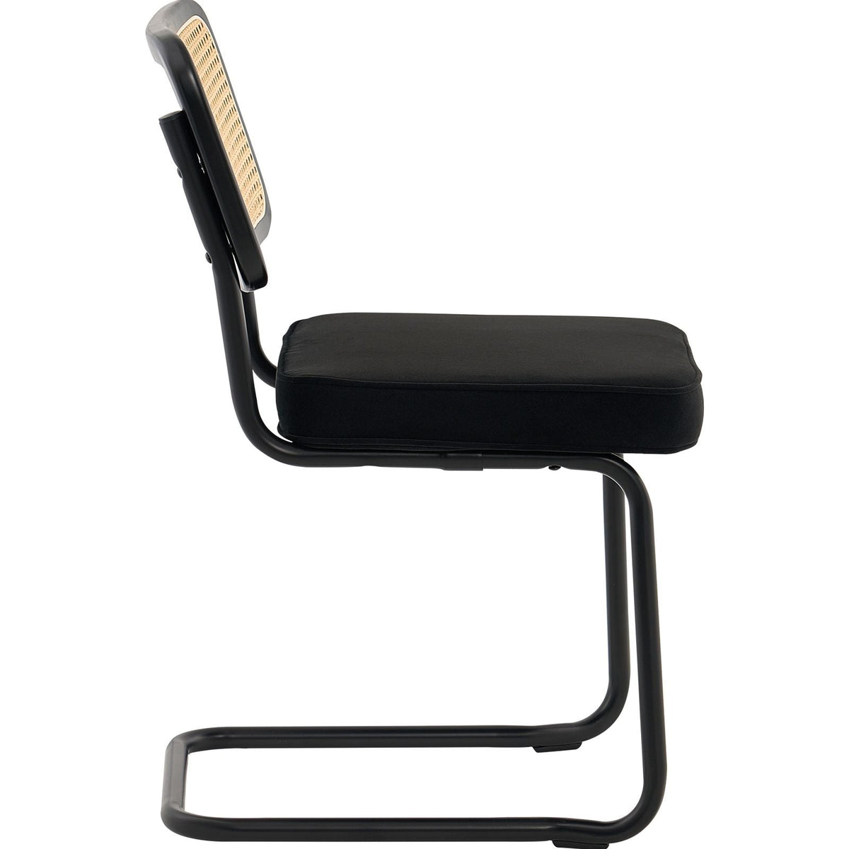 Rattan Dining Chairs Set of 4, Mid Century Modern Dining Chair, Upholstered Velvet Accent Chair with Rattan Back, Retro Dining Room Kitchen Chair for Living Room, Bedroom, Office (18.1 Inch)
