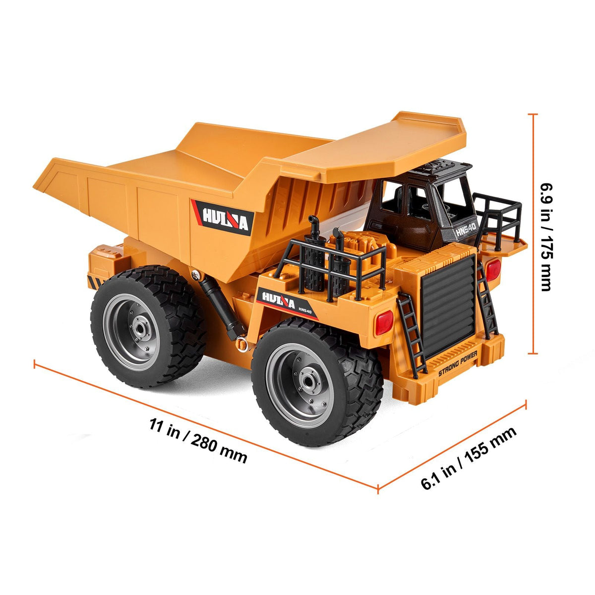 RC Dump Truck Toy, 9-Channel 1:18 Scale, Remote Control Dump Truck RC Construction Vehicle Truck Toy with Metal Cabin & Light, 2 Rechargeable Batteries for Toddlers Kids Boys and Girls Age 8+