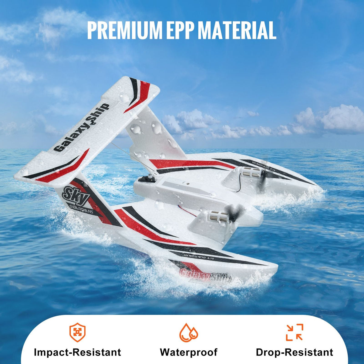 RC Plane, 2.4GHZ 3 Channel Remote Control Airplane with 6-Axis Gyro Stabilizer, Ready to Fly Amphibious Aircraft Plane Toy with 2 Batteries, Easy to Fly RC Glider for Adults Kids Beginners Boys