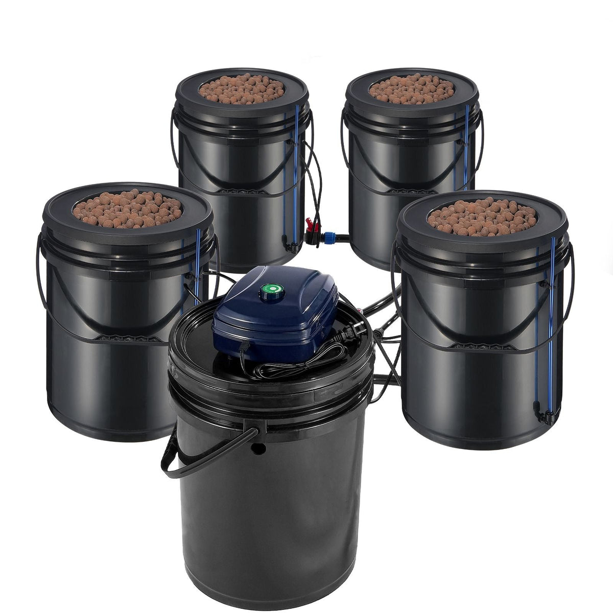 RDWC Hydroponics System Recirculating Deep Water Culture 4 Buckets 5 Gal