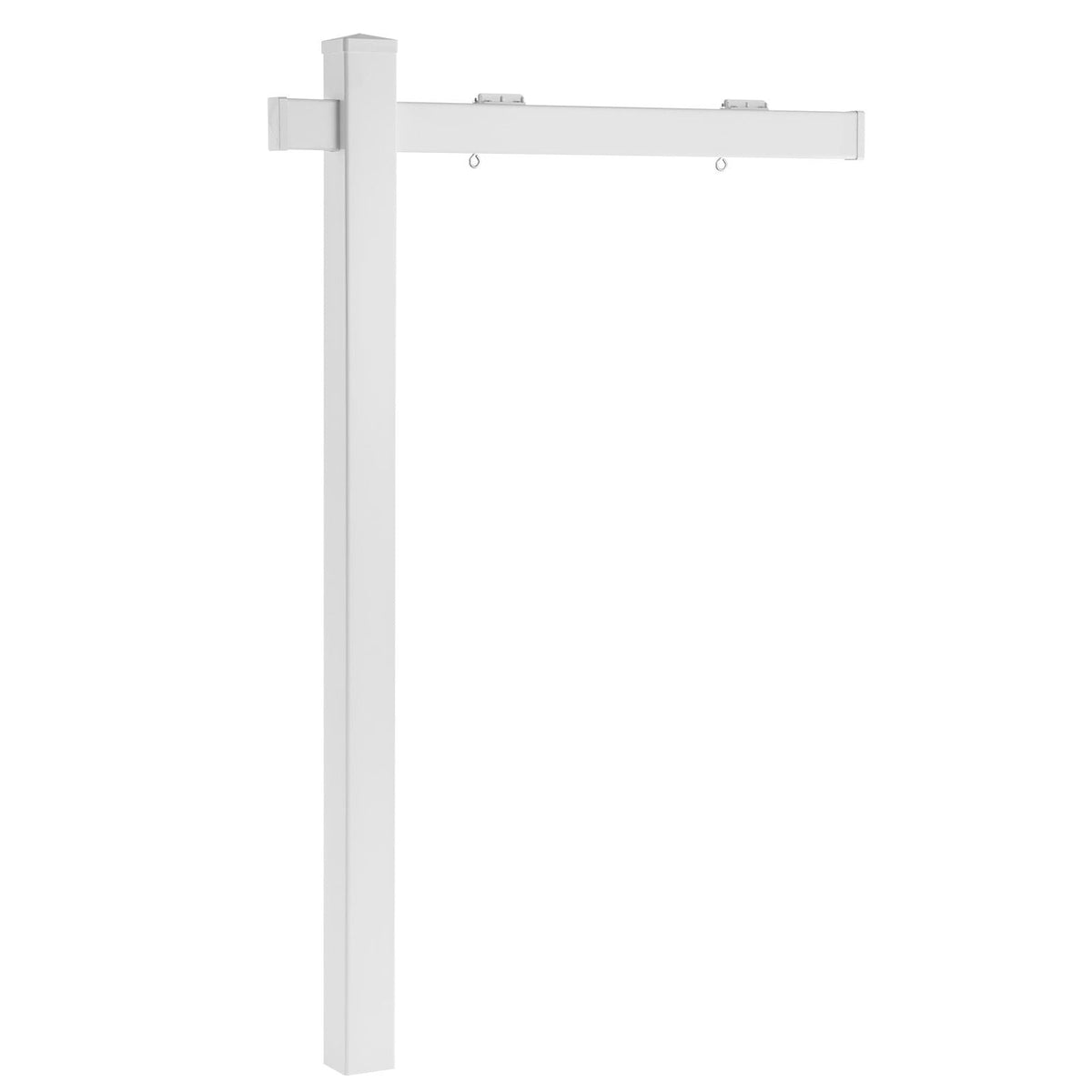 Real Estate Sign Post, 6 ft Tall, PVC Realtor Yard Sign Holder with 47 in Arm Holds up to 36 in, Easy to Install, Wind-Resistant, for Open House and Home, Yard, Road, Outdoor, White (No Signs)