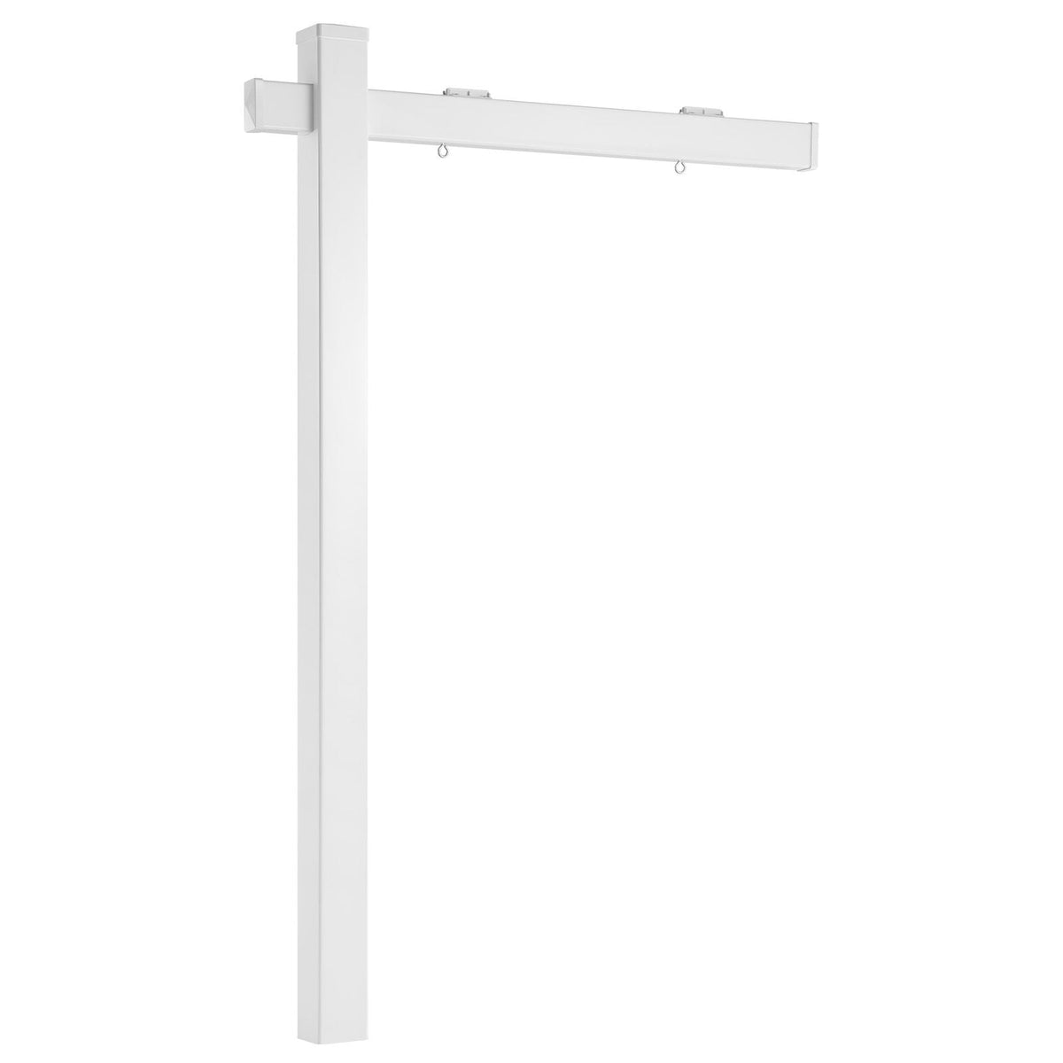 Real Estate Sign Post, 6 ft Tall, PVC Realtor Yard Sign Holder with 47 in Arm Holds up to 36 in, Easy to Install, Wind-Resistant, for Open House and Home, Yard, Road, Outdoor, White (No Signs)