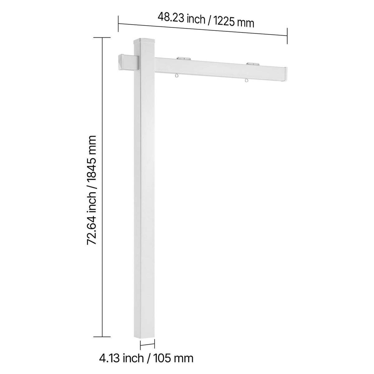Real Estate Sign Post, 6 ft Tall, PVC Realtor Yard Sign Holder with 47 in Arm Holds up to 36 in, Easy to Install, Wind-Resistant, for Open House and Home, Yard, Road, Outdoor, White (No Signs)