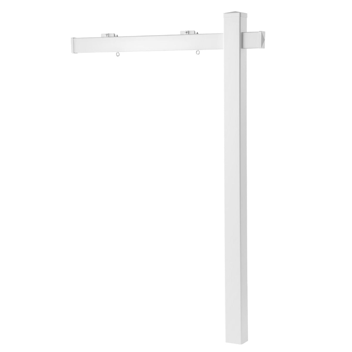 Real Estate Sign Post, 6 ft Tall, PVC Realtor Yard Sign Holder with 47 in Arm Holds up to 36 in, Easy to Install, Wind-Resistant, for Open House and Home, Yard, Road, Outdoor, White (No Signs)