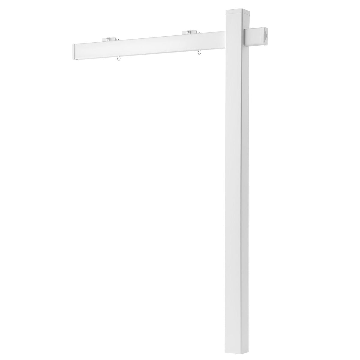 Real Estate Sign Post, 6 ft Tall, PVC Realtor Yard Sign Holder with 47 in Arm Holds up to 36 in, Easy to Install, Wind-Resistant, for Open House and Home, Yard, Road, Outdoor, White (No Signs)