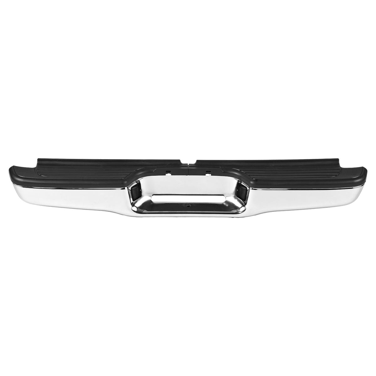 Rear Step Bumper, Compatible with 1995-2004-Toyota Tacoma, Chrome Steel Back Bumper, Assembly Replacement Rear Bumper with License Plate Light and Step Pad, without Sensor Holes, for TO1102215