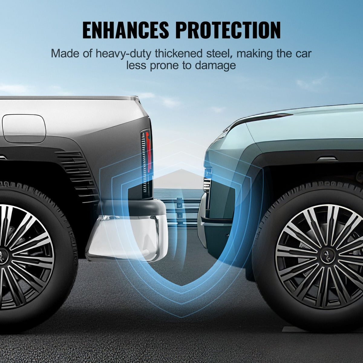 Rear Step Bumper, Compatible with 1995-2004-Toyota Tacoma, Chrome Steel Back Bumper, Assembly Replacement Rear Bumper with License Plate Light and Step Pad, without Sensor Holes, for TO1102215