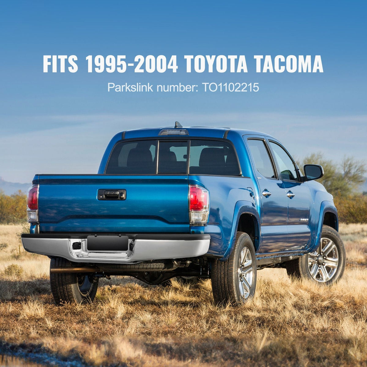 Rear Step Bumper, Compatible with 1995-2004-Toyota Tacoma, Chrome Steel Back Bumper, Assembly Replacement Rear Bumper with License Plate Light and Step Pad, without Sensor Holes, for TO1102215