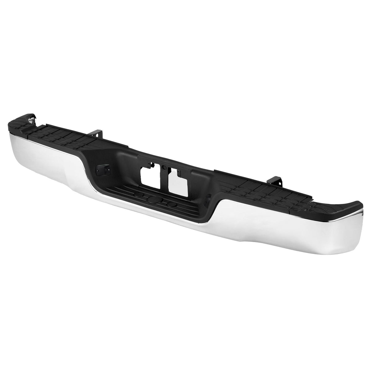 Rear Step Bumper, Compatible with 2007-2013-Toyota Tundra, Chrome Steel Back Bumper, Assembly Replacement Rear Bumper with License Plate Light and Step Pad, without Sensor Holes, for TO1103117