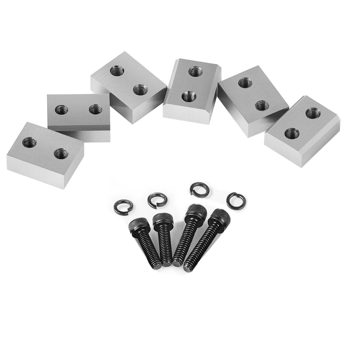 Rebar Cutter Blades, 6 Pcs Replacement Jaw Blades for 3/4Inch 20mm #6 Electric Rebar Cutter, Double-sided, CR12MOV High-Hardness Steel, Fast Efficient with Screws and Spring Washer, Silver