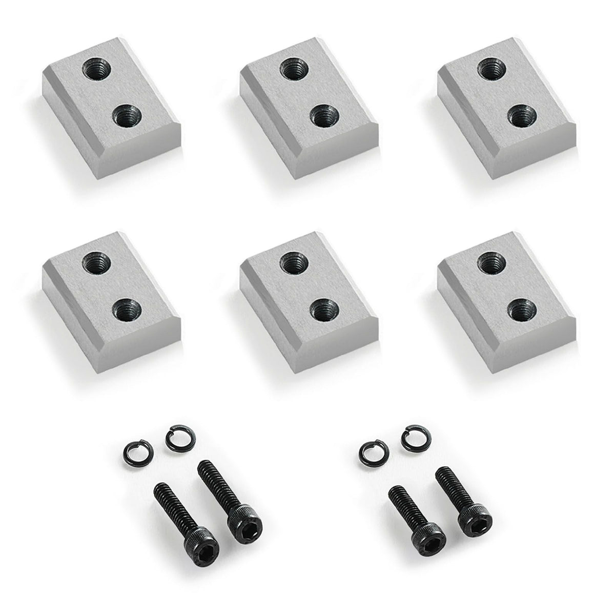 Rebar Cutter Blades, 6 Pcs Replacement Jaw Blades for 3/4Inch 20mm #6 Electric Rebar Cutter, Double-sided, CR12MOV High-Hardness Steel, Fast Efficient with Screws and Spring Washer, Silver