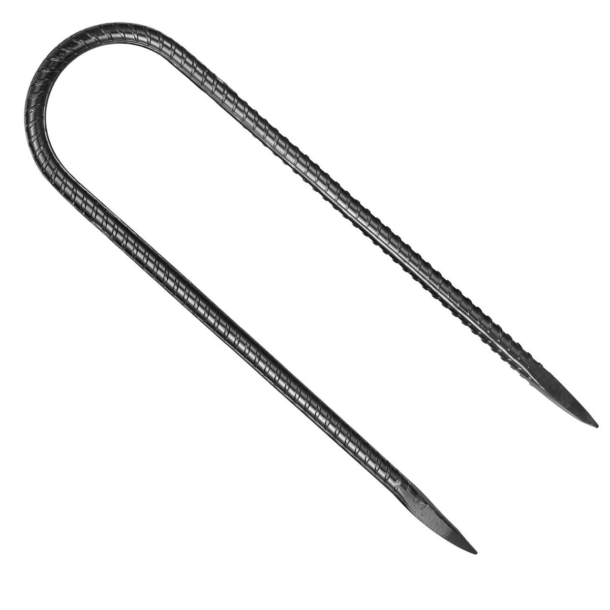 Rebar Stakes, 10-Inch, Heavy-Duty 0.32 in Diameter U Shape, Galvanized Steel Ground Anchors with Chisel Point End & Rust-Resistant Coating, for Gardening Support, Fence, Camping Tents (12-Pack)