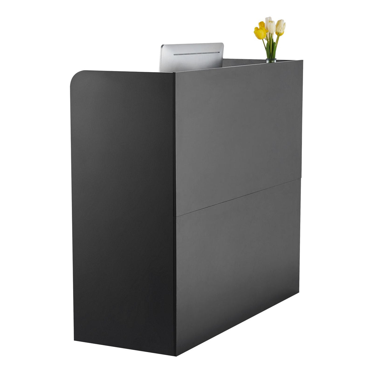 Reception Desk, 47 Inch Rectangular Front Counter Table, Office Reception Counter with Lockable Drawer and Storage Cabinet, for Checkout, Lobby, Beauty Salon and Office, Black