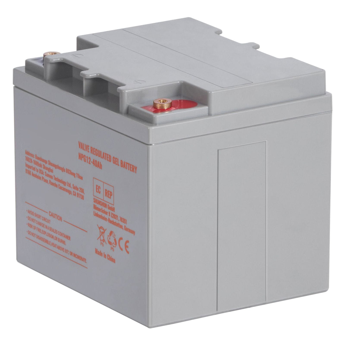 Rechargeable AGM Marine Battery, 12V 40AH, with 400A Discharge Current, Ideal for Mobility Scooters, Electric Wheelchairs, Go-Karts, and e-Bikes