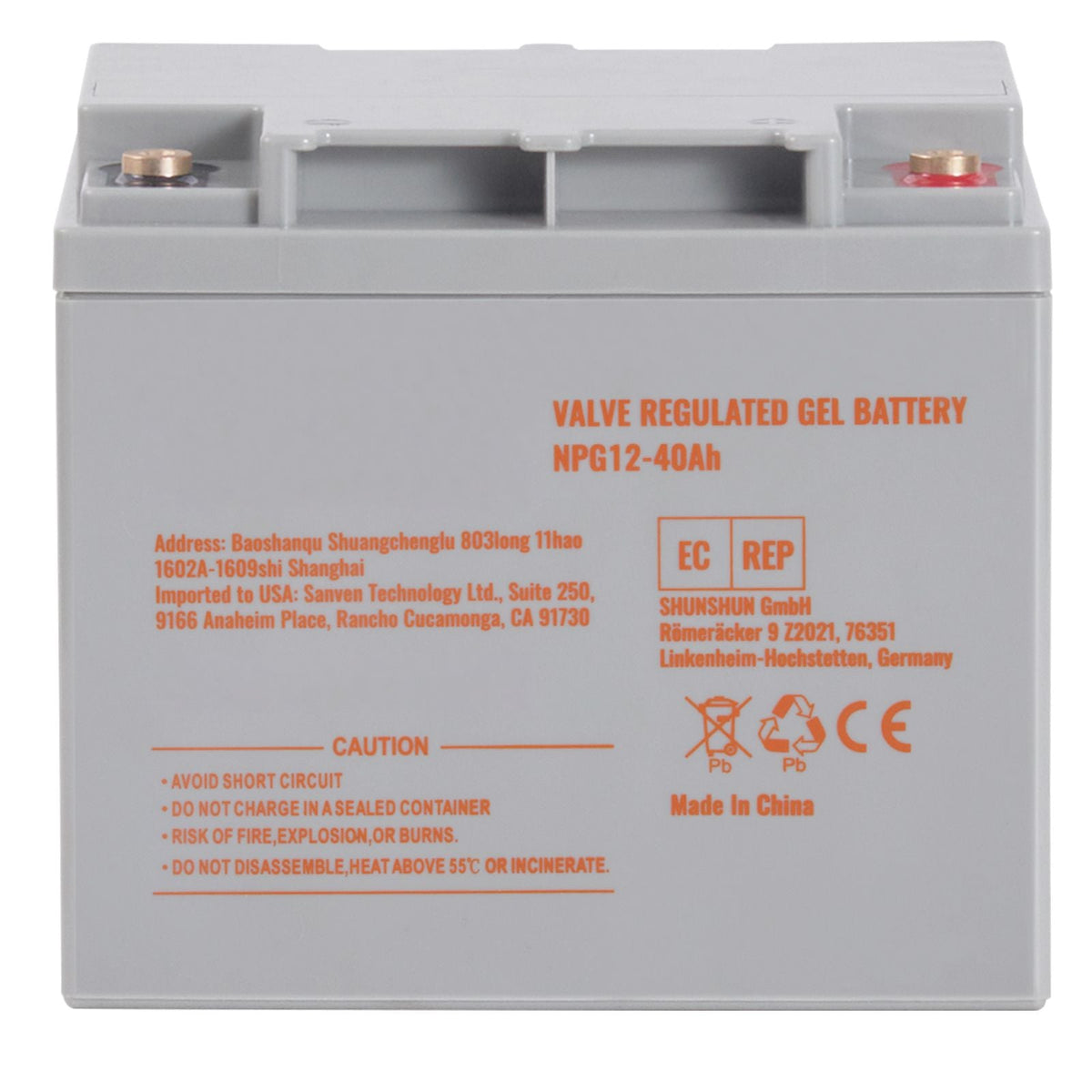 Rechargeable AGM Marine Battery, 12V 40AH, with 400A Discharge Current, Ideal for Mobility Scooters, Electric Wheelchairs, Go-Karts, and e-Bikes