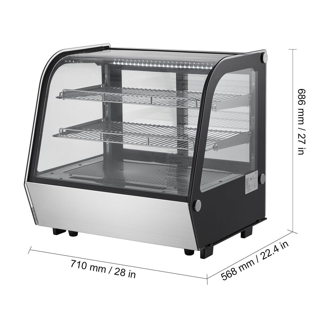 Refrigerated Display Case, 4.2 Cu.Ft./115L Countertop Pastry Display Case, 2-Tier Commercial Display Refrigerator with LED Lighting, TURBO Cooling, Frost-Free Air-Cooling, for Bakery