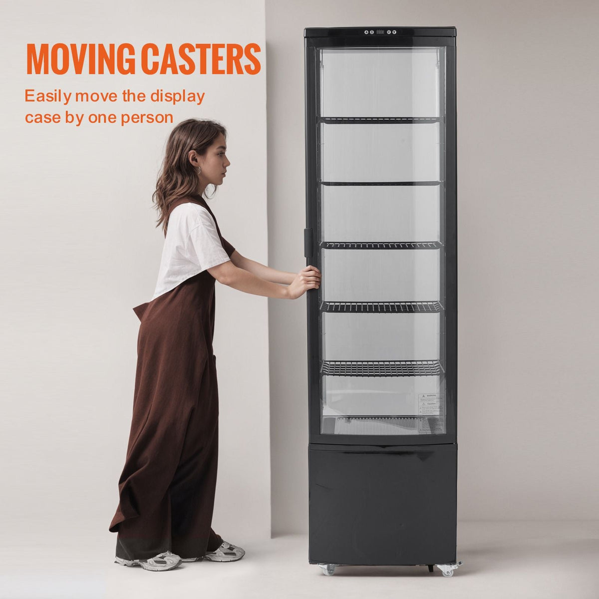 Refrigerated Display Case, 9.8 Cu.Ft./278L Large Pastry Display Case, 5-Tier Commercial Display Refrigerator with LED Lighting, TURBO Cooling, Frost-Free Air-Cooling, for Bakery