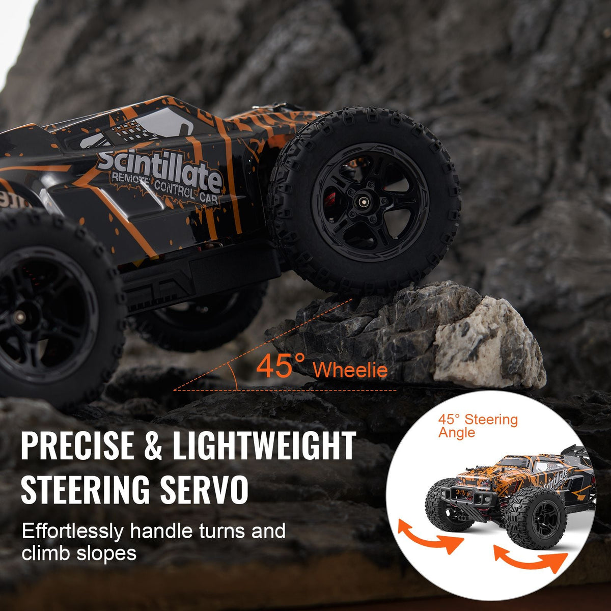 Remote Control Car, 1:10 Scale RC Car for Kids, All Terrain 4WD Off-Road Truck with 45° Wheelie & Adjustable Speed, 50 km/h High-Speed Hobby RC Racing Car Toy, Ideal Gift for 8+ Year Kids, IPX4