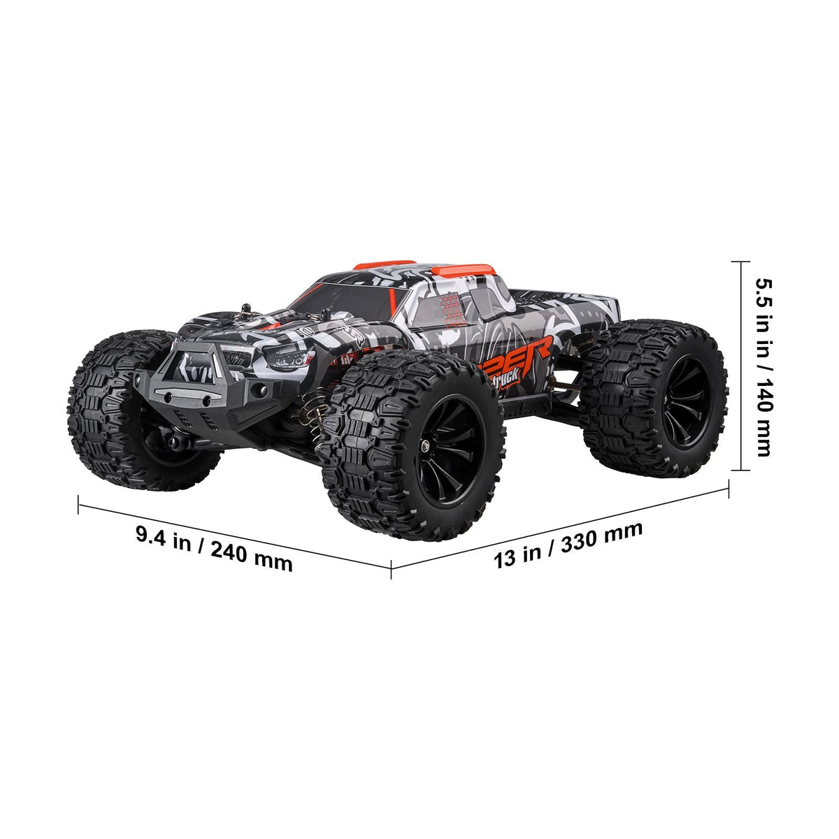 Remote Control Car, 1:14 Scale RC Car for Kids, All Terrain 4WD Off-Road Monster Truck with 45° Wheelie & 2 Batteries, 38 km/h High Speed Hobby Racing Car - Ideal Gift for 8+ Years Kids