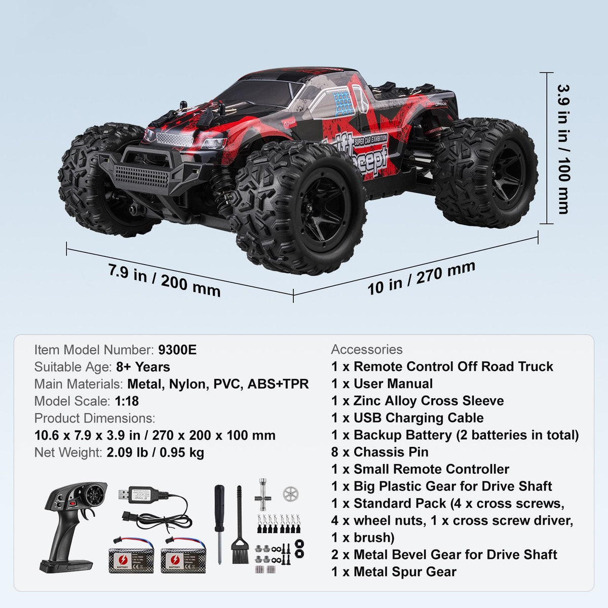 Remote Control Car, 1:18 Scale RC Car for Kids, All Terrain 4WD Off-Road Monster Truck with 45° Wheelie & 2 Batteries, 36 km/h High Speed Hobby Racing Car, Ideal Gift for 8+ Years Kids, IPX4