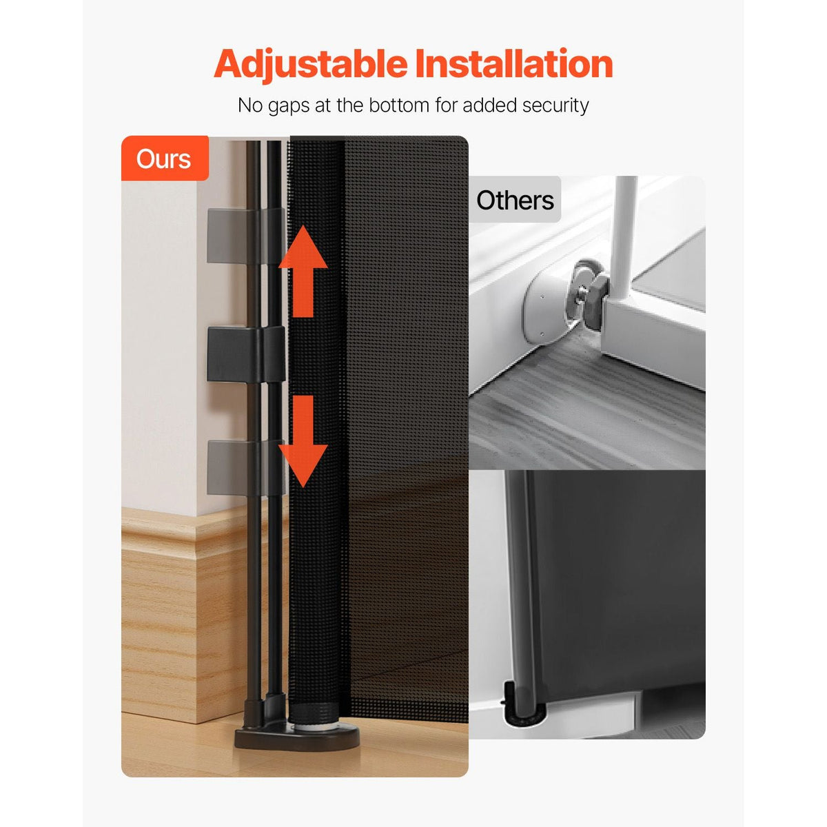 Retractable Baby Gate, 34 inch Tall, Extends up to 55 inch Wide, Retractable Gate for Kids or Pets, Mesh Material, Easy to Install for Indoor Stairs, Doorways, Hallways, Playrooms, Black