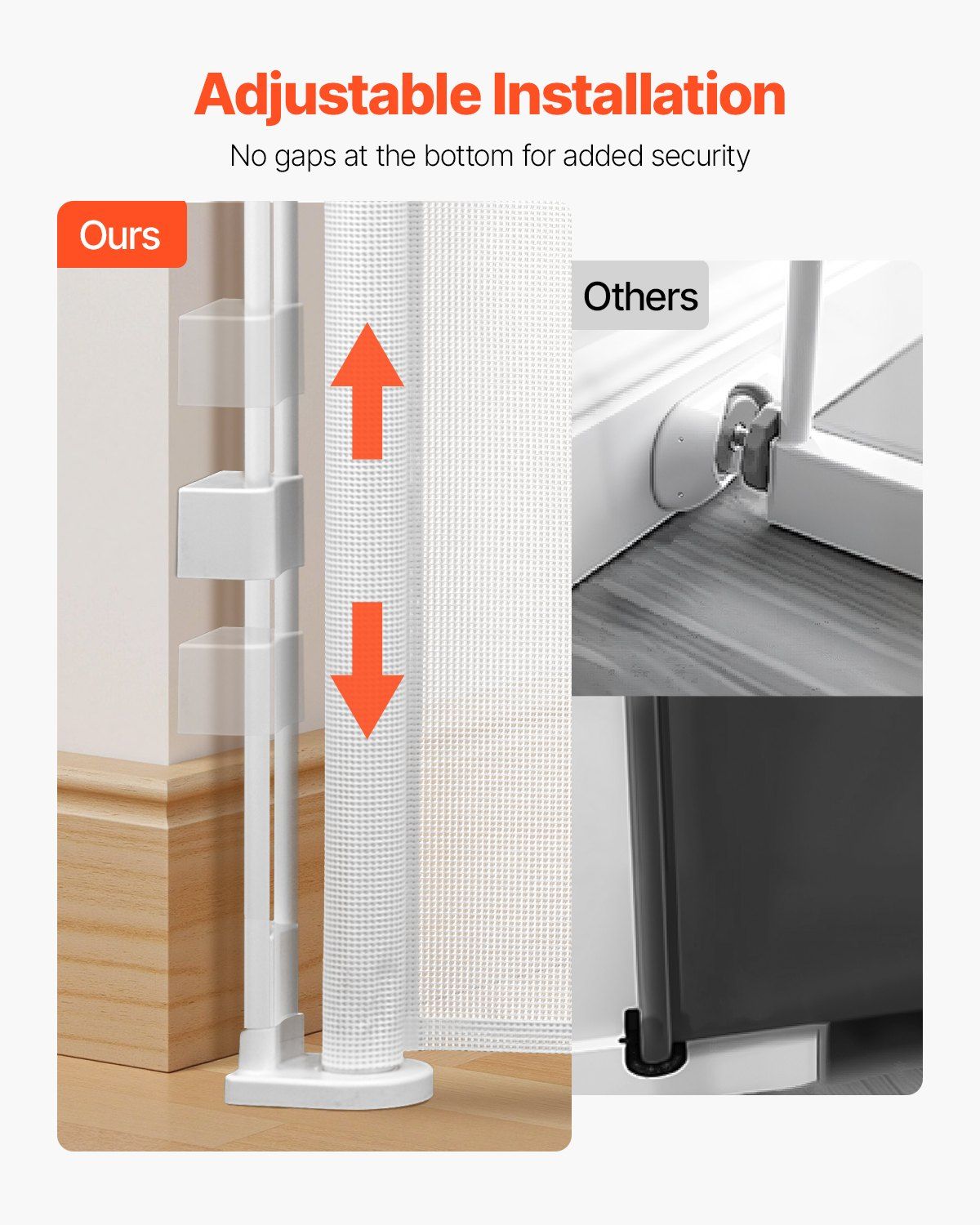Retractable Baby Gate, 34 inch Tall, Extends up to 55 inch Wide, Retractable Gate for Kids or Pets, Mesh Material, Easy to Install for Indoor Stairs, Doorways, Hallways, Playrooms, White