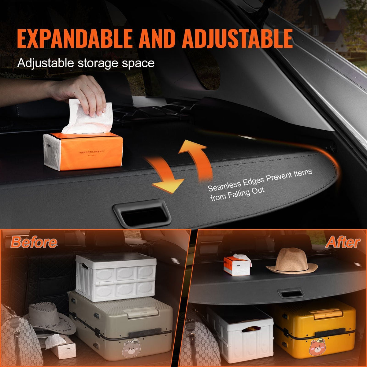 Retractable Cargo Cover for Toyota, Upgraded Waterproof Trunk Cover Security Shield Shade for Toyota RAV4 2019-2025 5-Seater, UV Resistant Rear Trunk Cover, Aluminum Alloy & PVC Leather Texture