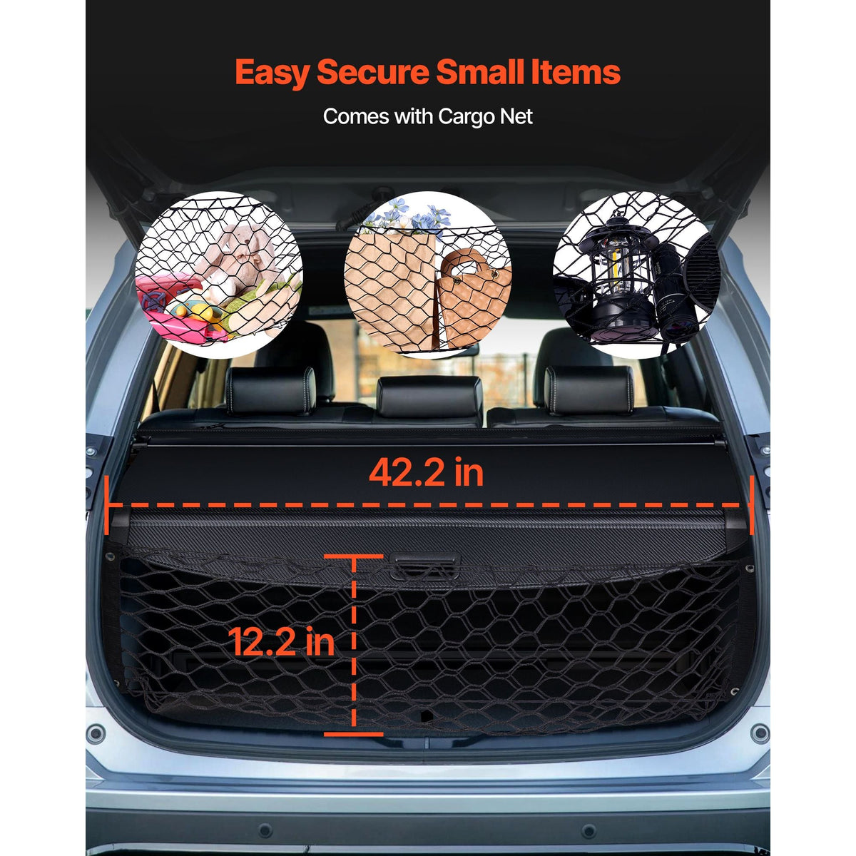 Retractable Cargo Cover, Upgraded Carbon Fiber Texture Trunk Cover, Anti-Peeping Luggage Privacy Shield, Easy Installation Security Shade with Cargo Net, for Hyundai Tucson 2021-2025 5-Seater
