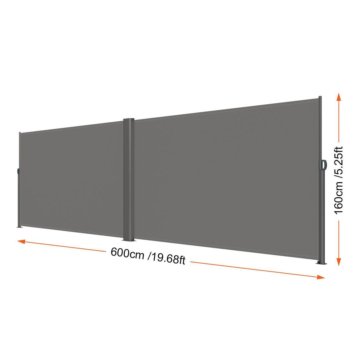 Retractable Side Awning, 63''x 236'' Aluminum Outdoor Privacy Screen, 280g Polyester Water-proof Retractable Patio Screen, UV 30+ Room Divider Wind Screen for Patio, Backyard, Balcony, Gray