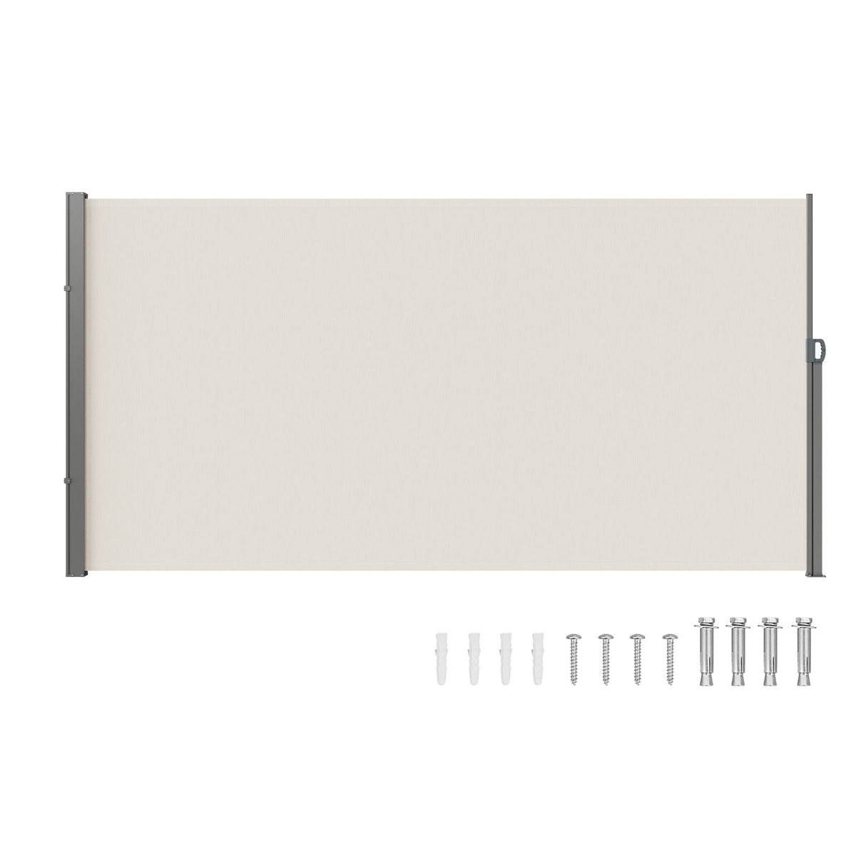 Retractable Side Awning, 71''x 138'' Outdoor Privacy Screen, 180g Polyester Water-proof Retractable Patio Screen, UV 30+ Room Divider Wind Screen for Patio, Backyard, Balcony, Beige