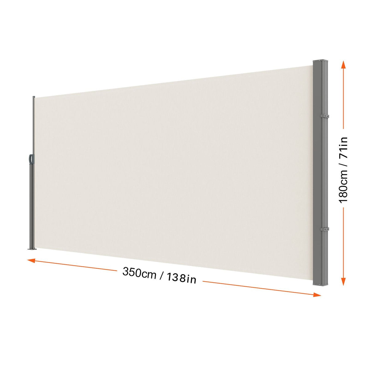 Retractable Side Awning, 71''x 138'' Outdoor Privacy Screen, 180g Polyester Water-proof Retractable Patio Screen, UV 30+ Room Divider Wind Screen for Patio, Backyard, Balcony, Beige