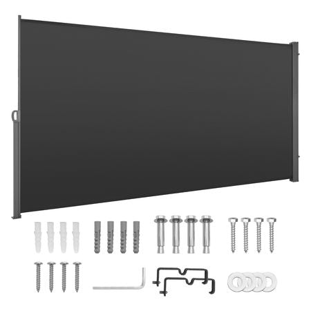 Retractable Side Awning, 73" x 165" Patio Retractable Side Screen with 180 g/m² Polyester Fabric, Waterproof Sunshade Outdoor Privacy Screen Room Divider for Garden, Balcony, Pools, Deck, Gray