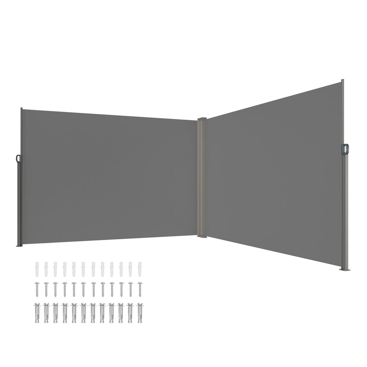 Retractable Side Awning, 79''x 236'' Outdoor Privacy Screen, 180g Polyester Water-proof Retractable Patio Screen, UV 30+ Room Divider Wind Screen for Patio, Backyard, Balcony, Gray