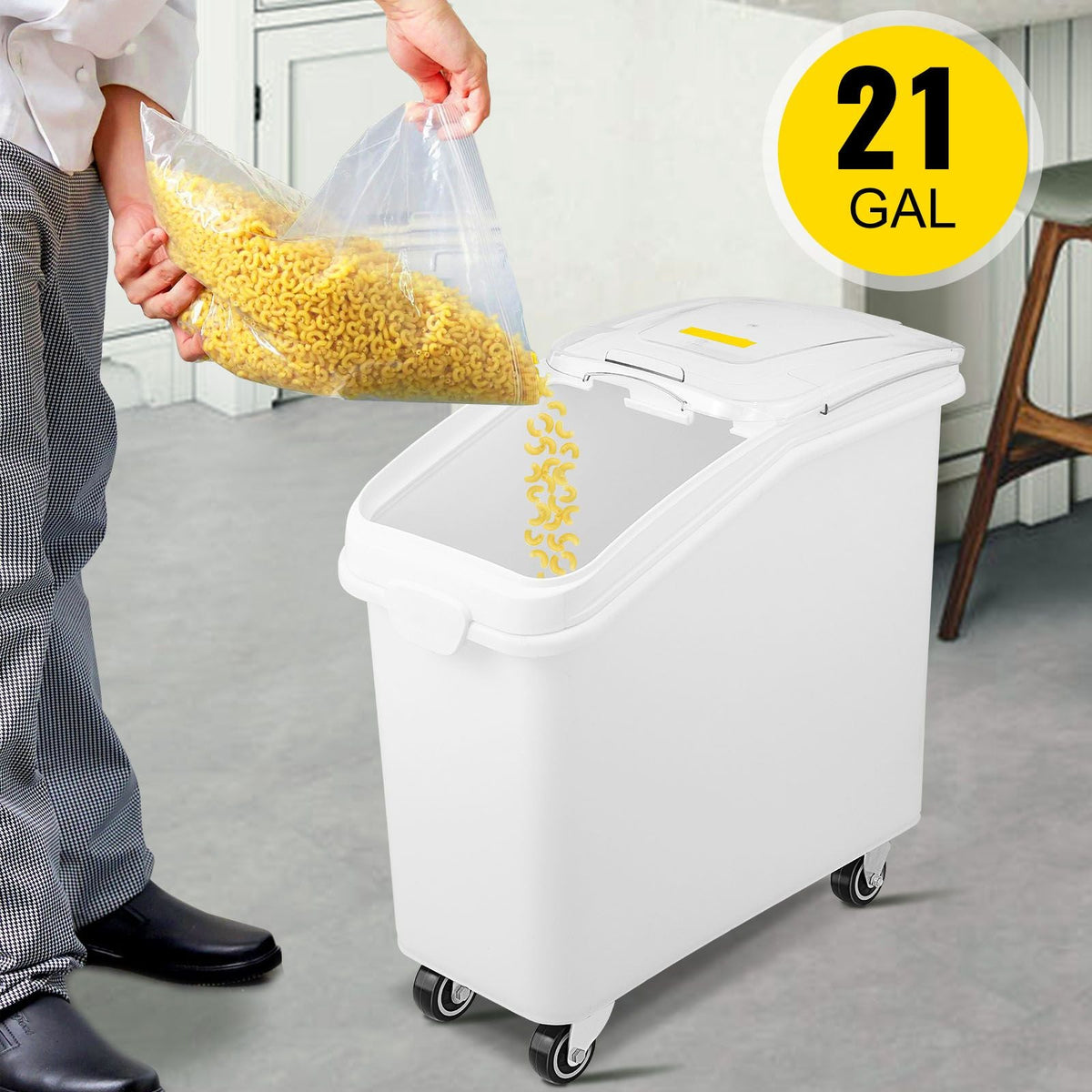 Rice Storage Container, 21Gallon/80L Capacity Large Dog Food Dispenser Bin, Kitchen Ingredient Grain Cereal Flour Bin, Pet food Containers with Wheels, Scoop, and Airtight Lid, 1 Pack