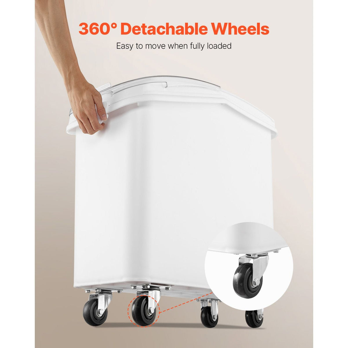 Rice Storage Container, 21Gallon/80L Capacity Large Dog Food Dispenser Bin, Kitchen Ingredient Grain Cereal Flour Bin, Pet food Containers with Wheels, Scoop, and Airtight Lid, 1 Pack
